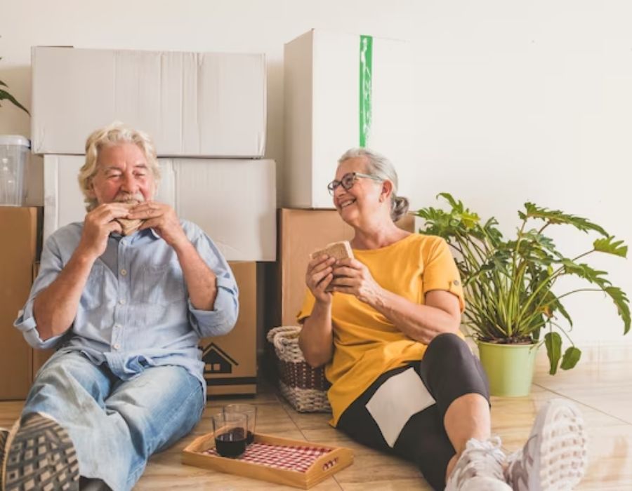 Couple relaxing together at home
